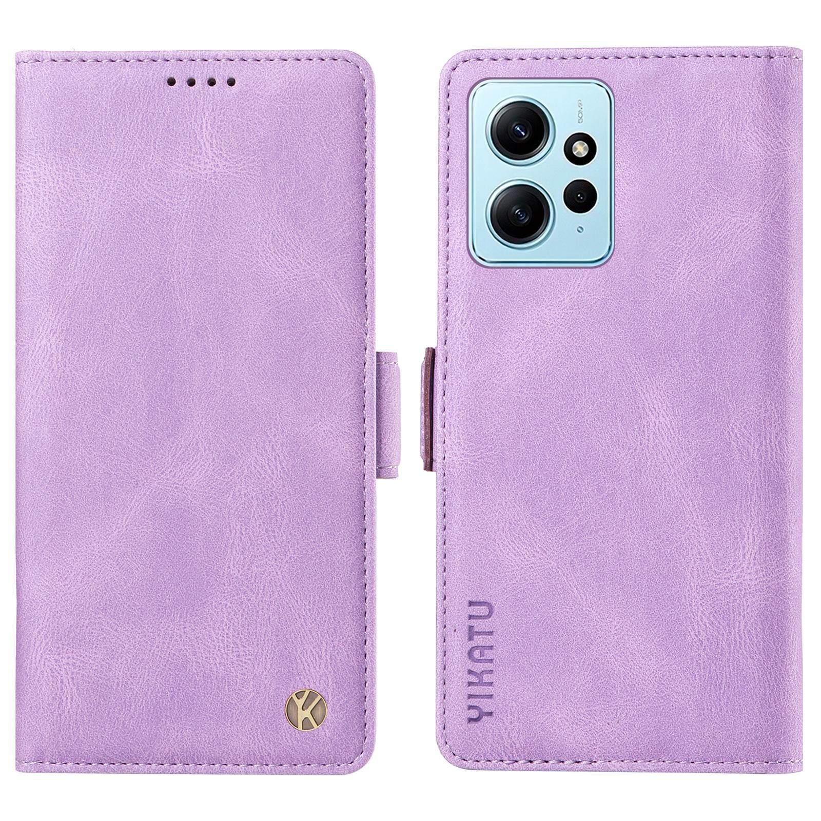 

YIKATU YK-005 For Xiaomi Redmi Note 12 4G Skin-touch Phone Case Cover PU Leather Wallet Stand Shell Purple