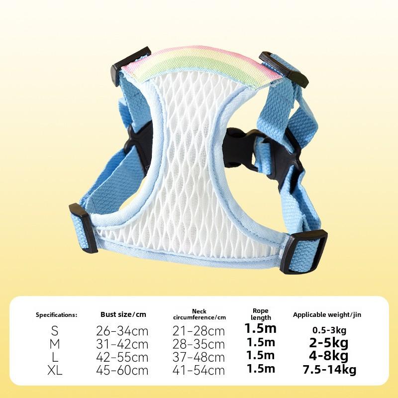 Summer Grid Breathable Leash Dog Chest Strap Vest Type Anti-bite Dog Chain Rope Dog Rope Pet Chest Back