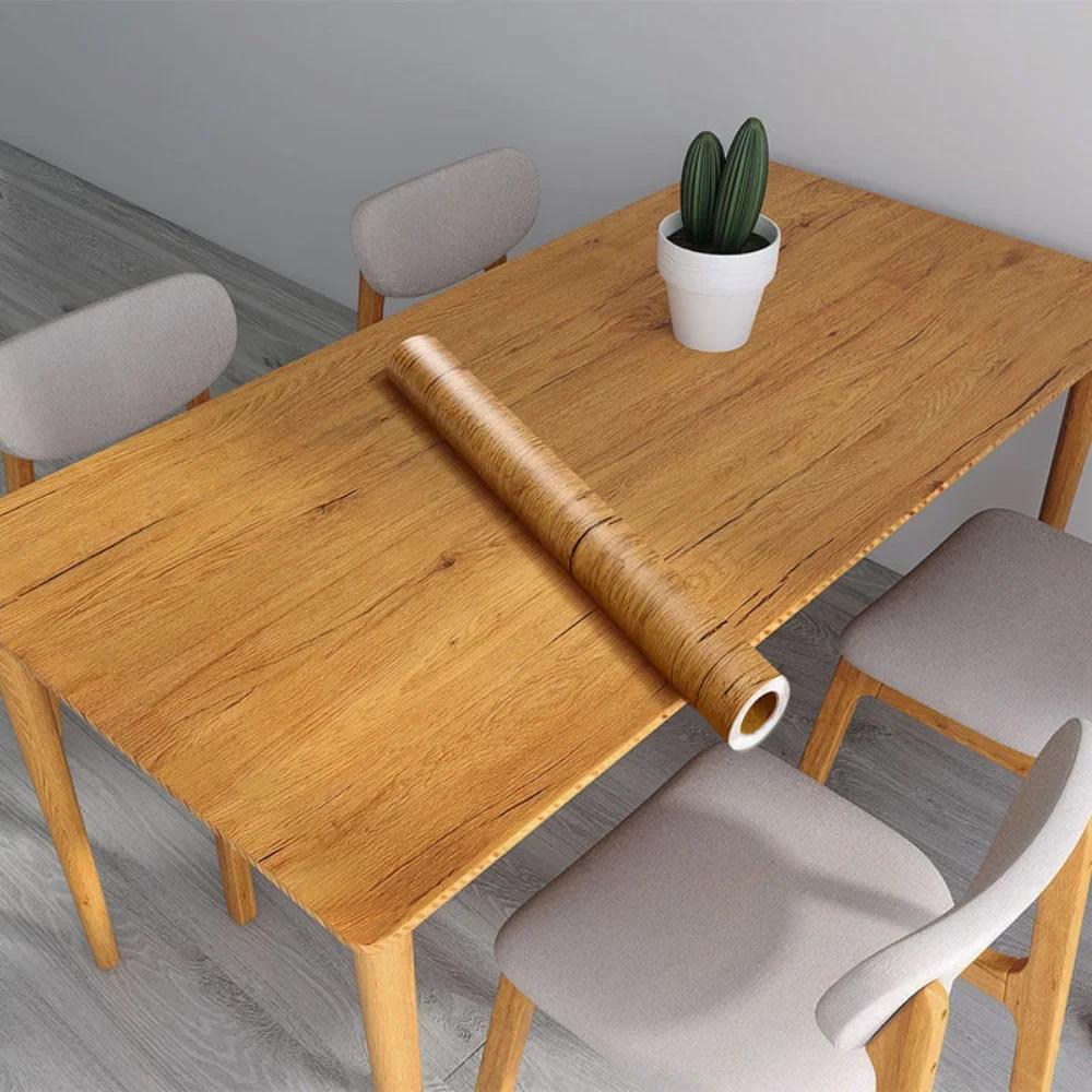60/80cm Selbstklebende PVC Wasserdichte Holzmaserung Tapetenrollen Küchenaufkleber Möbel Schrank Tisch Wandpapiere Heimdekoration