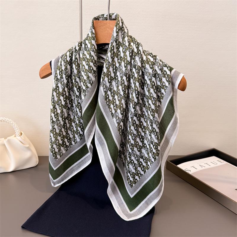 Polka Dot Style Herringbone Pattern Cotton And Linen Small Square Scarf Silk Scarf Imitation Velvet Headscarf Shawl Sun Protection Scarf Women'S Scarf