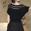 2025 Summer Round Neck Ice Silk Organza Short Sleeve Women's Fashionable Versatile T-shirt