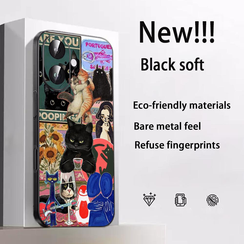 Cat universe cute fashion design Phone Case For iPhone 17 16 e 15 14 13 12 Plus Mini Pro Max Soft black Shockproof Cover
