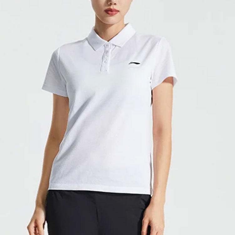 Li Ning Plain Casual Short Sleeve Polo Shirt Women Tops White APLR004-1