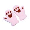 1 Pair Women Winter Mittens Cartoon Cat Paw Shape Thick Plush Anti-slip Heat Retention Outdoor Skiing Cycling Gloves
