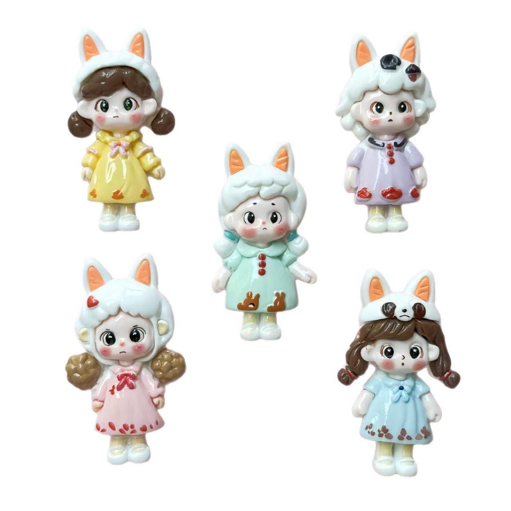 Cartoon Resin Girl Accessories: DIY Phone Case, Fridge Magnet, Keychain, Shoe Charms
