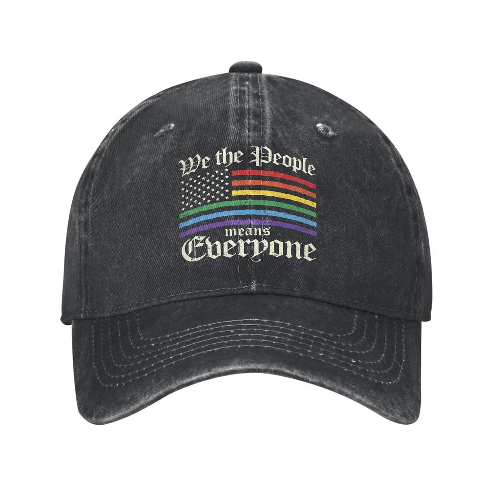 LGBTQ Rainbow Baseball Cap Vintage Distressed Denim Gay Pride LGBT Awareness Ally Snapback Cap Unisex Outdoor All Seasons Caps