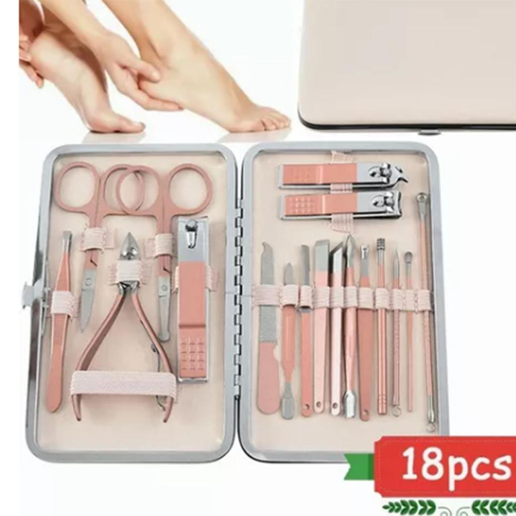 18Pcs Nail Clippers Set Stainless Steel Nail Polishing Acne Cleaning Pedicure Nail Clipping Kit