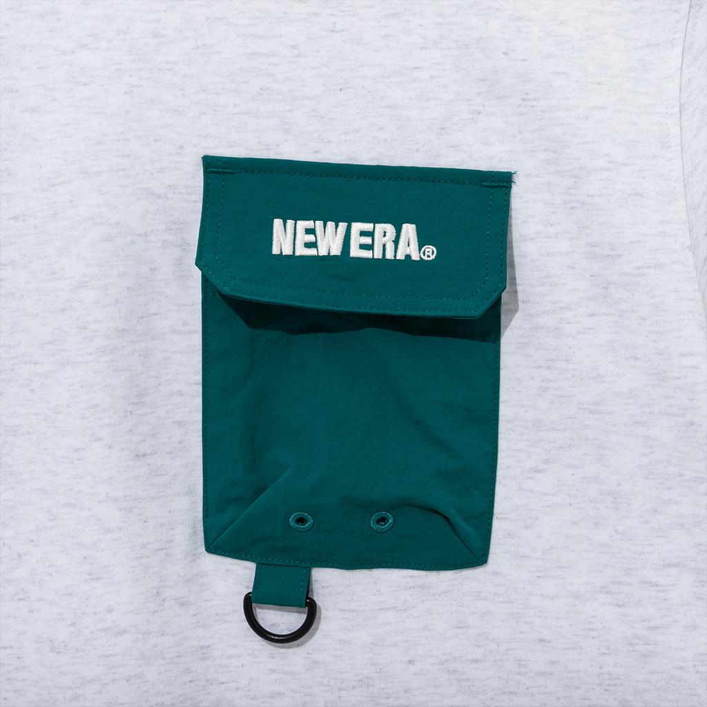 New Era Woven Pocket Crew Neck Short Sleeve T-Shirt Unisex Tops Heather-Gray 14179048