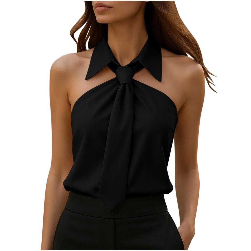 Top Primaverili da Donna Camicetta con Nodo sul Davanti Camicie Estive da Donna Top Eleganti da Donna Abbigliamento da Ufficio alla Moda