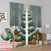 2pcs,2D Plane Printing Curtains Digital Printed Christmas Tree Snow Gifts_b Versatile Polyester Fabric (without Rod) All Seasons