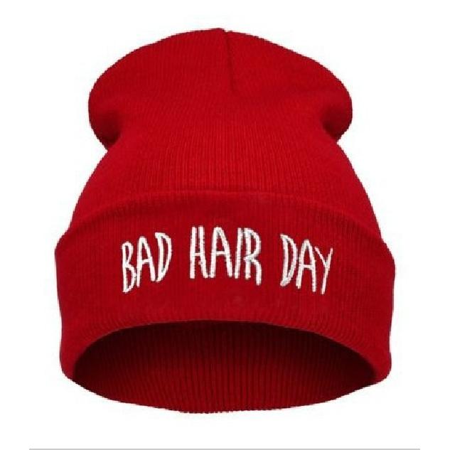 European and American Hip-hop Pullover Hat with Lettering Bad Hair Day Knitted Hat Embroidered Wool Hat 15Colorful Beanie