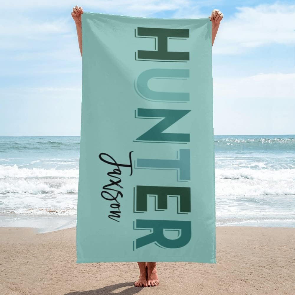 Personalized Beach Towel Custom Name Beach Towel Soft Absorbent Customized Bath Towel for Kids Adults Couples Friends Bridesmaid