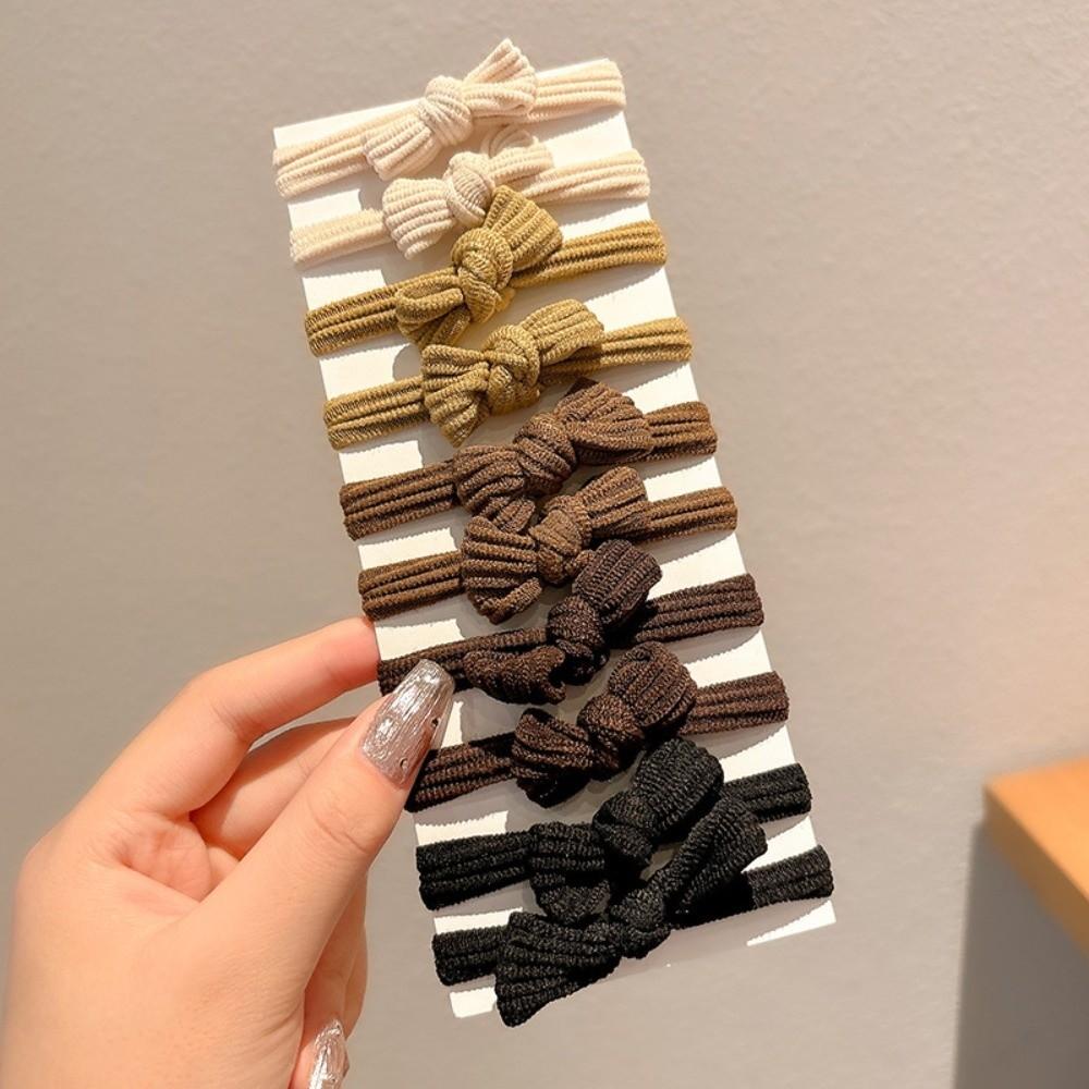 10pcs Soft Elastic Children Bowknot Hair Ties High Elasticity Bow Hair Scrunchies For Little Girls