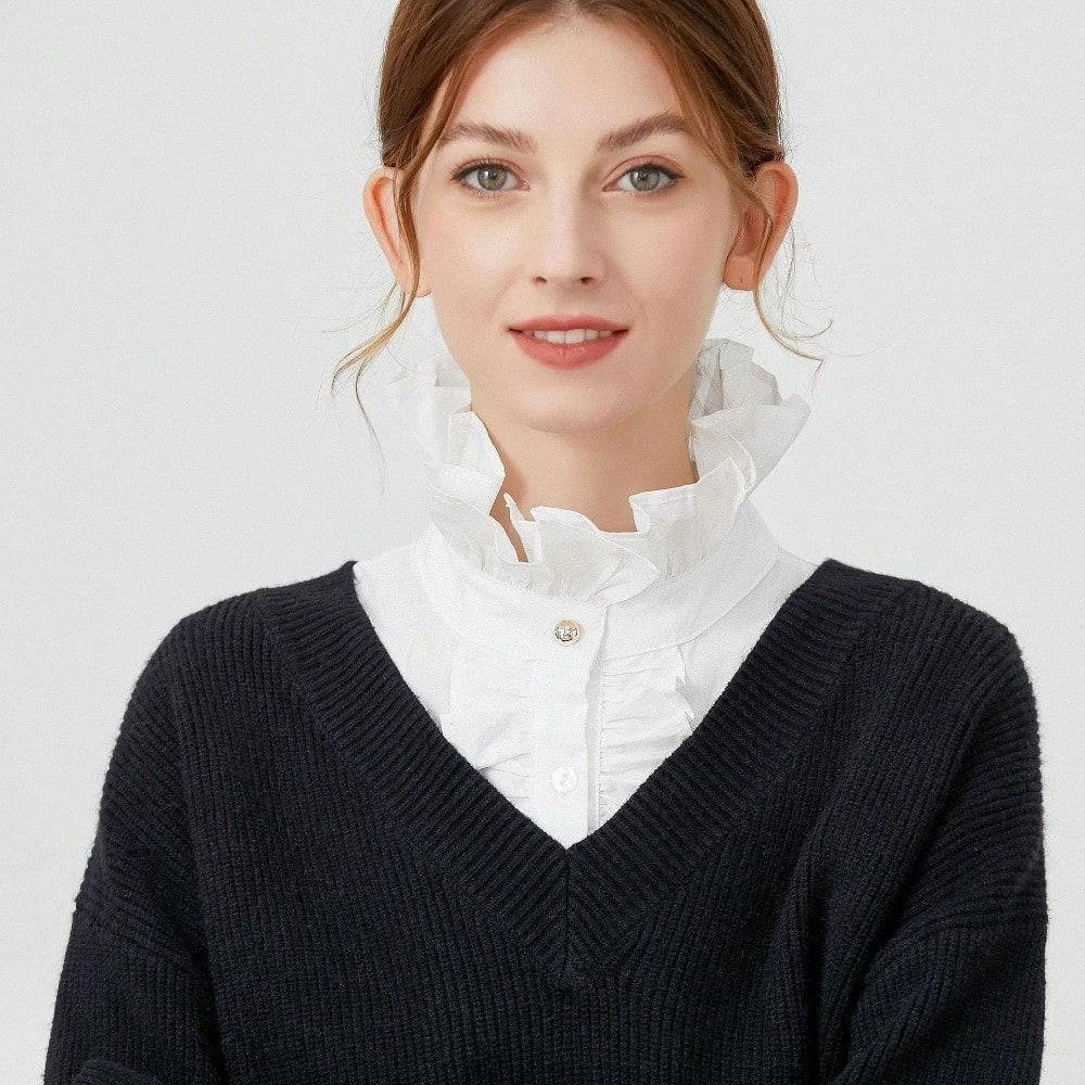 Women's Shirts Decoration Ruffle Fake Collar Autumn and Winter Solid Color Adjustment False Collars