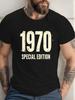 Unisex T-shirt 1970 Special Edition Vintage Graphic Men'S T-Shirt Black Distressed Typography & Geometric Print, Cr