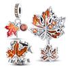 Charms Copper Fits 3Mm Original Bracelet Womens New In Autumn Sunset Maple Leaves Charms Beads Diy Fine Jewelry Gift