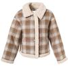 Betu Women's Retro Plaid Color-Block Sherpa Short Jacket