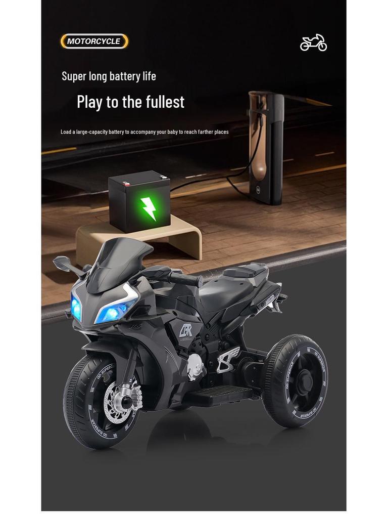 Kids' Electric Tricycle: Battery-Powered Ride-On Motorcycle with Remote Control for Boys and Girls.