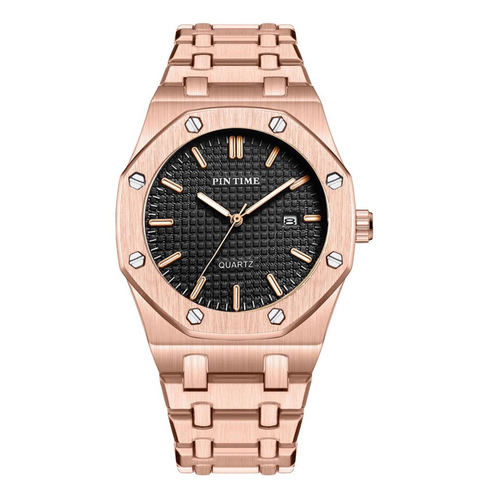 PINTIME Orologi da uomo di lusso automatici con data, impermeabili, luminosi, al quarzo, in acciaio inossidabile, sportivi.