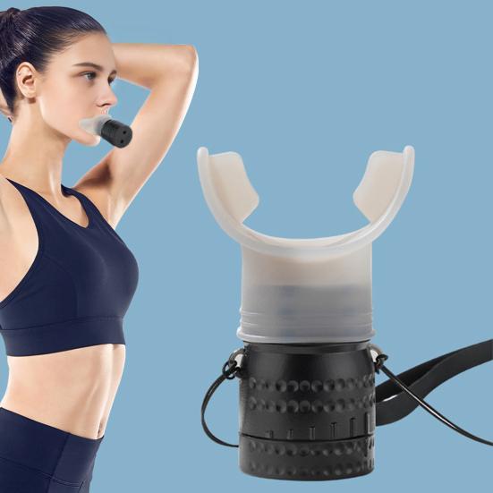 Portable Breathing Trainer with Lanyard Adjustable Resistance Men Women Oral Muscles
