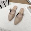 Slippers women wear 2025 new summer fashion versatile flat bottom bag head soft leather lazy Internet celebrity pointed half slippers