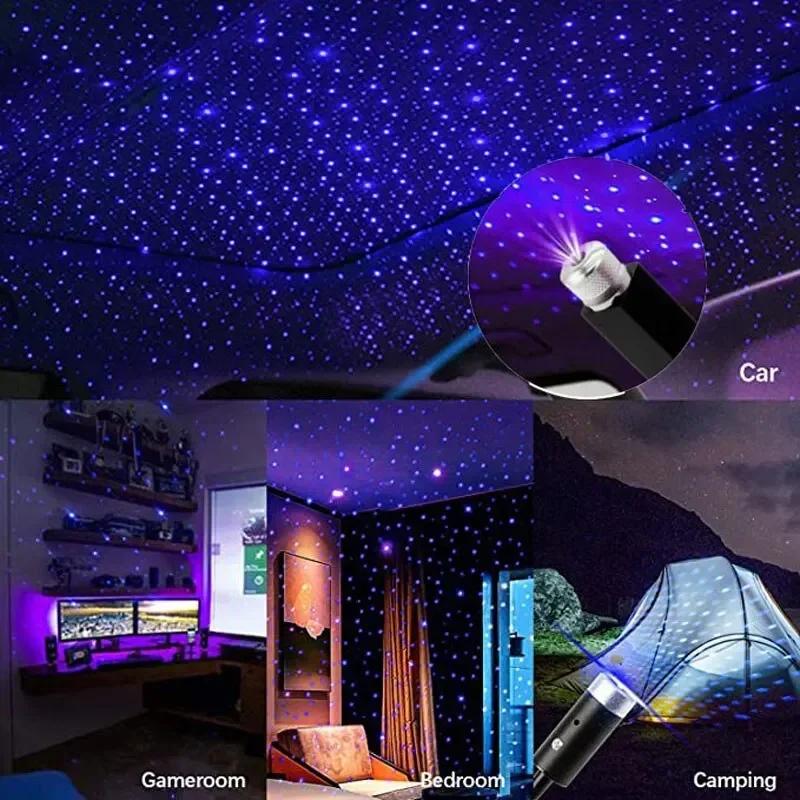 LED Autodak Ster Nachtlampje Projector Sfeer Galaxy Lamp USB Decoratief Verstelbaar voor Auto Dakkamer Plafonddecoratie