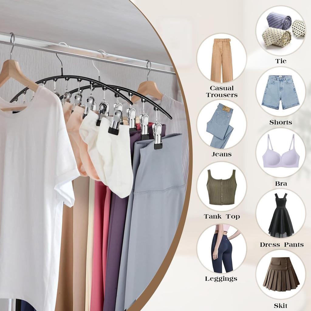 1/2/3PCS  Legging Organizer for Closet, Pants Hangers With10 Clips Holds Space Saving Hanging Closet Organizer