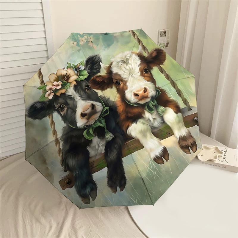 

1PC cow flower Umbrella-8-Rib Reinforced, Automatic Open, Lightweight & Durable, Cute Fashion Accessory for Outdoor-P80