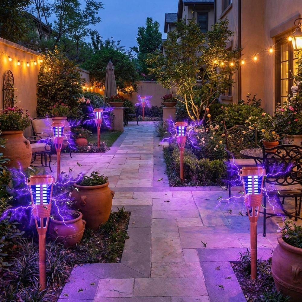 Non-toxic Safe Outdoor Bug Zapper Ground Spike Plug-in UV Light Insect Trap Lamp  Yard Patio