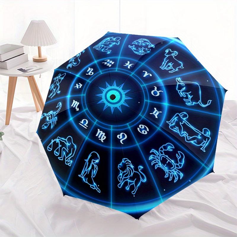Zodiac Wheel Astrology Chart Horoscope DecorUmbrella, Portable 3-Fold Compact Umbrella for Men & Women Gift