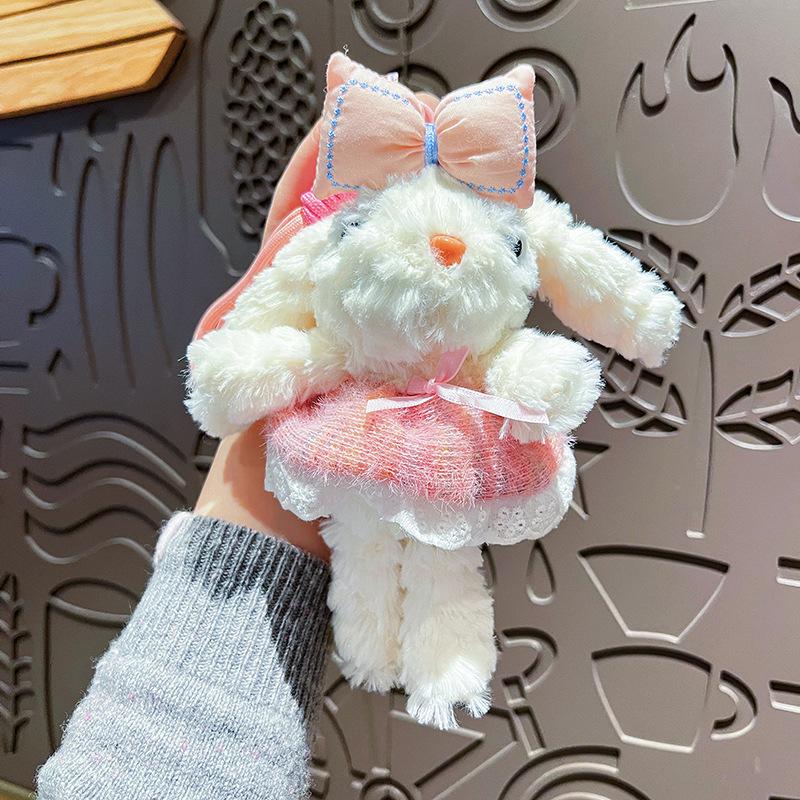 Creative Cartoon Plush Princess Dress Long-eared Rabbit  Female Cute Rabbit Girl Heart Bag Pendant