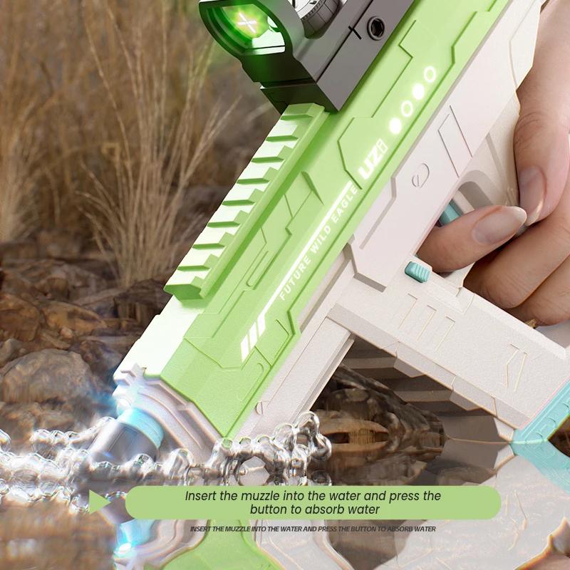 Electric Space Water Gun Uzi Hand Integrated Three Function Scorpion Light Kids Toys Young Boys Splashing Water Play Game Outdoor Present