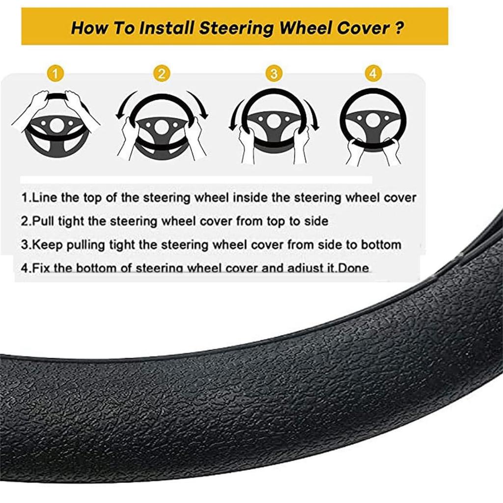 Car Steering Wheel Cover, Diameter 12.6 - 18.5 Inches (32 - 47 Cm), Universal
