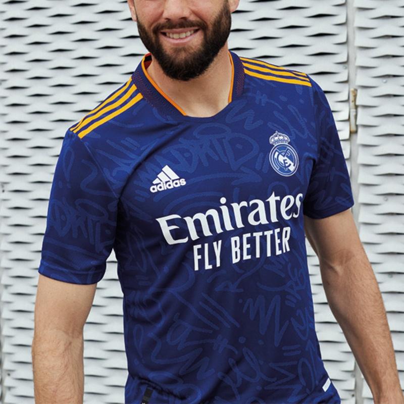 adidas Real Madrid Away Player Edition Soccer/Football Sports Short Sleeve Blue Men's GM6775