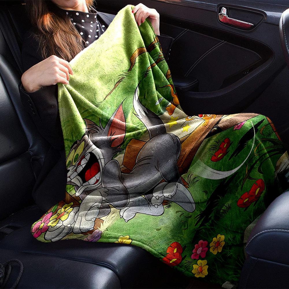 1pc Tom and Jerry Flannel Blanket Soft Warm Throw for Home, Office, Travel, All-Season Cozy Bedding GiftL1270
