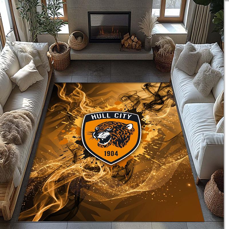 Tappeto in Velluto di Cristallo con Stampa Calcio Hull City, Comodo Assorbente d'Acqua Antiscivolo Tappeto per Pavimento Interno