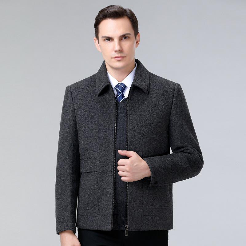 Men's Double-Sided Cashmere Jacket: Autumn/Winter Business Casual Wool Coat for Middle-Aged Dads