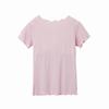 Ruffled Short-Sleeve Bra-Free T-Shirt with Integrated Breast Pads