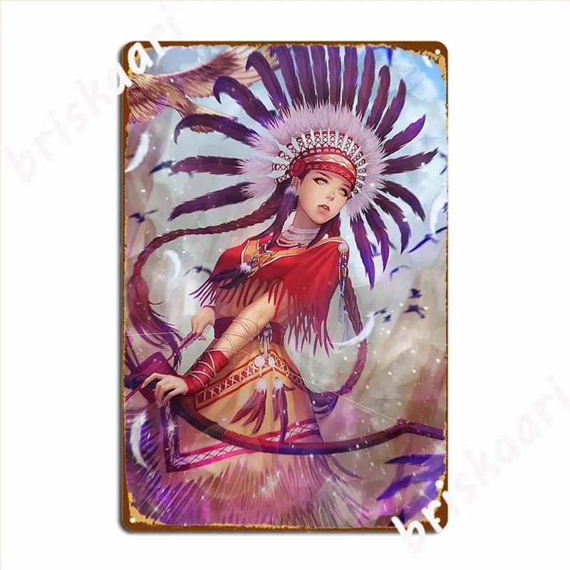 Native Woman Metal Plaque Poster Plaques Club Bar Club Party Printing Tin Sign Poster 20X30CM