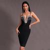 Women's European & American Rhinestone Strap Bodycon Bandage Dress - Sexy Socialite Style Evening Gown.