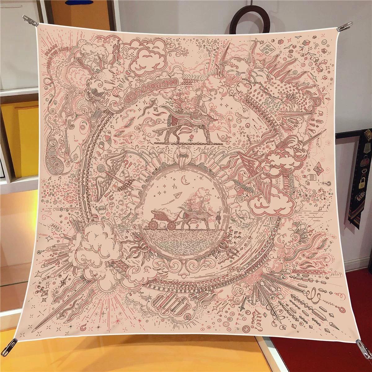 

90Cm Twill Silk Scarf Shawl Luxury Printed Square Scarves Women Hijabs Bandana Silk Foulards Neckerchief 90X90CM