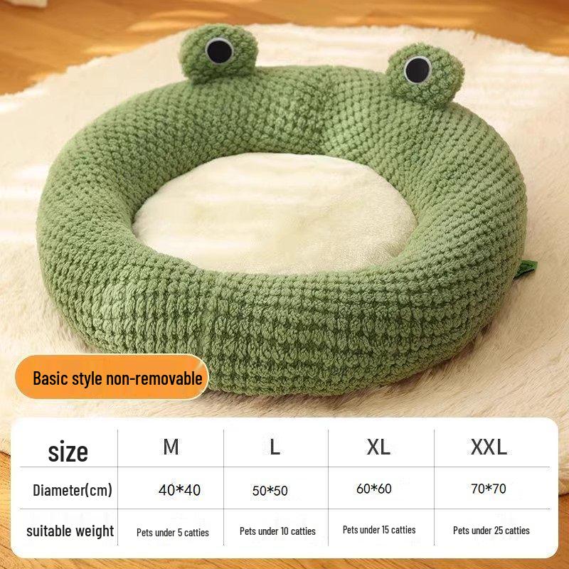 Winter Cartoon Frog Pet Nest: Thickened Cat and Dog House L Diameter 60cm