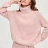Autumn Turtleneck Womens Sweater Winter  Fashion Office Lady Warm Loose Knitted Top Solid Color Casual Knitwears 30400