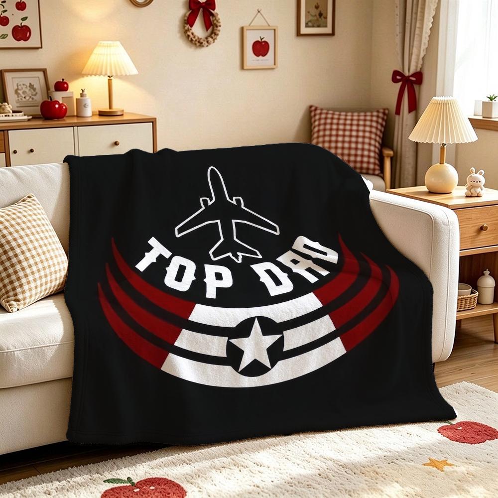 Top Gun Style Fighter Jet Pilot Poster Pattern Theme Flannel Blanket Skinfriendly Warm Throw Blanket For Living Room Office Nap Home Party Decor