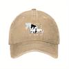 Horse Family Print Denim Baseball Cap Adjustable Washed Cotton Dad Hat Casual