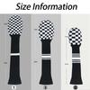 LeFeng Golf Club 3 Pieces Knitted Golf Club Covers 460cc for Driver Fairway Woods No Pom Poms for Hybrids White Covers, (Black Checkered)