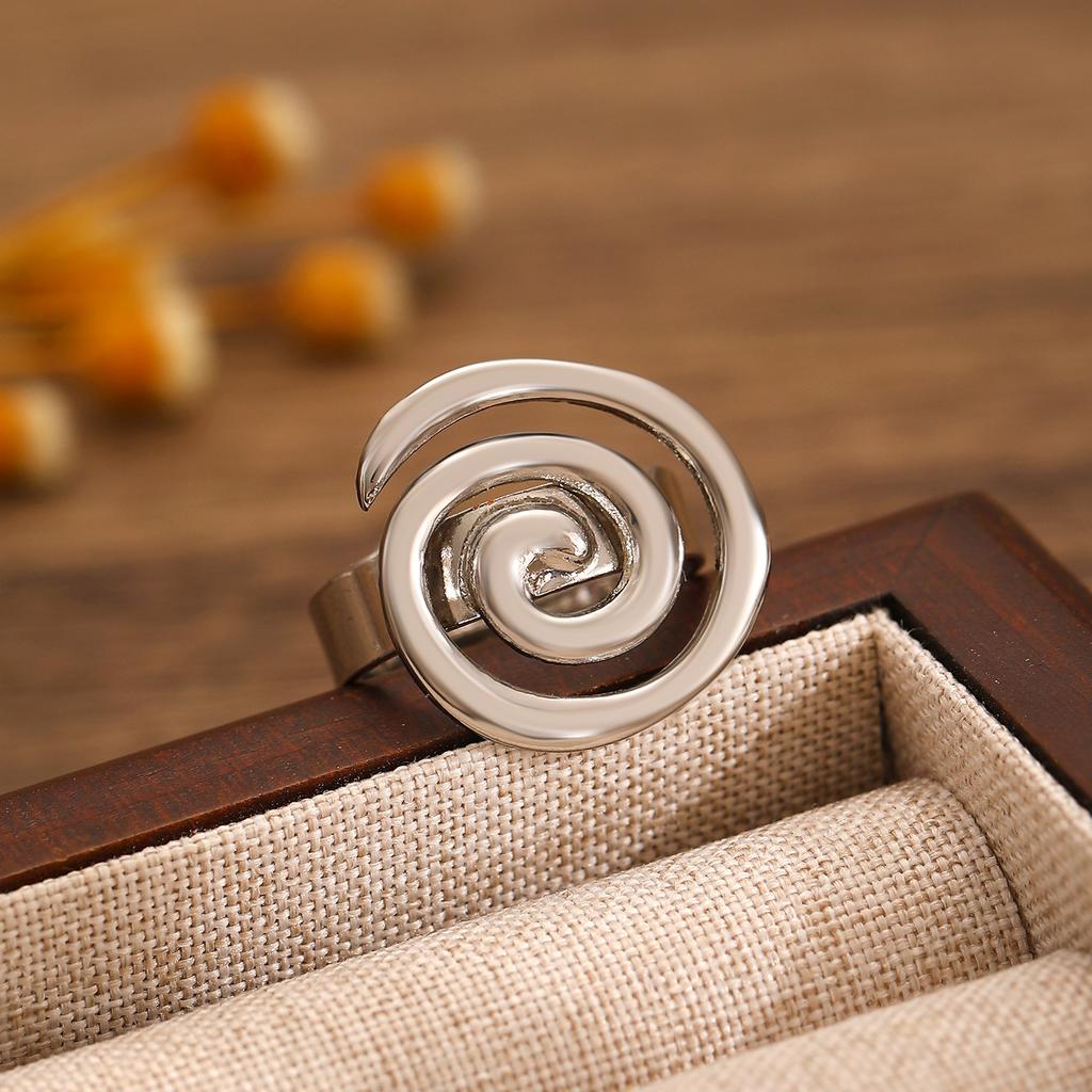 Minimalist Opening Vortex Ring for Women Stainless Steel Jewelry 18 K Metal Geometric Circle Rings Trendy Party Gift Waterproof