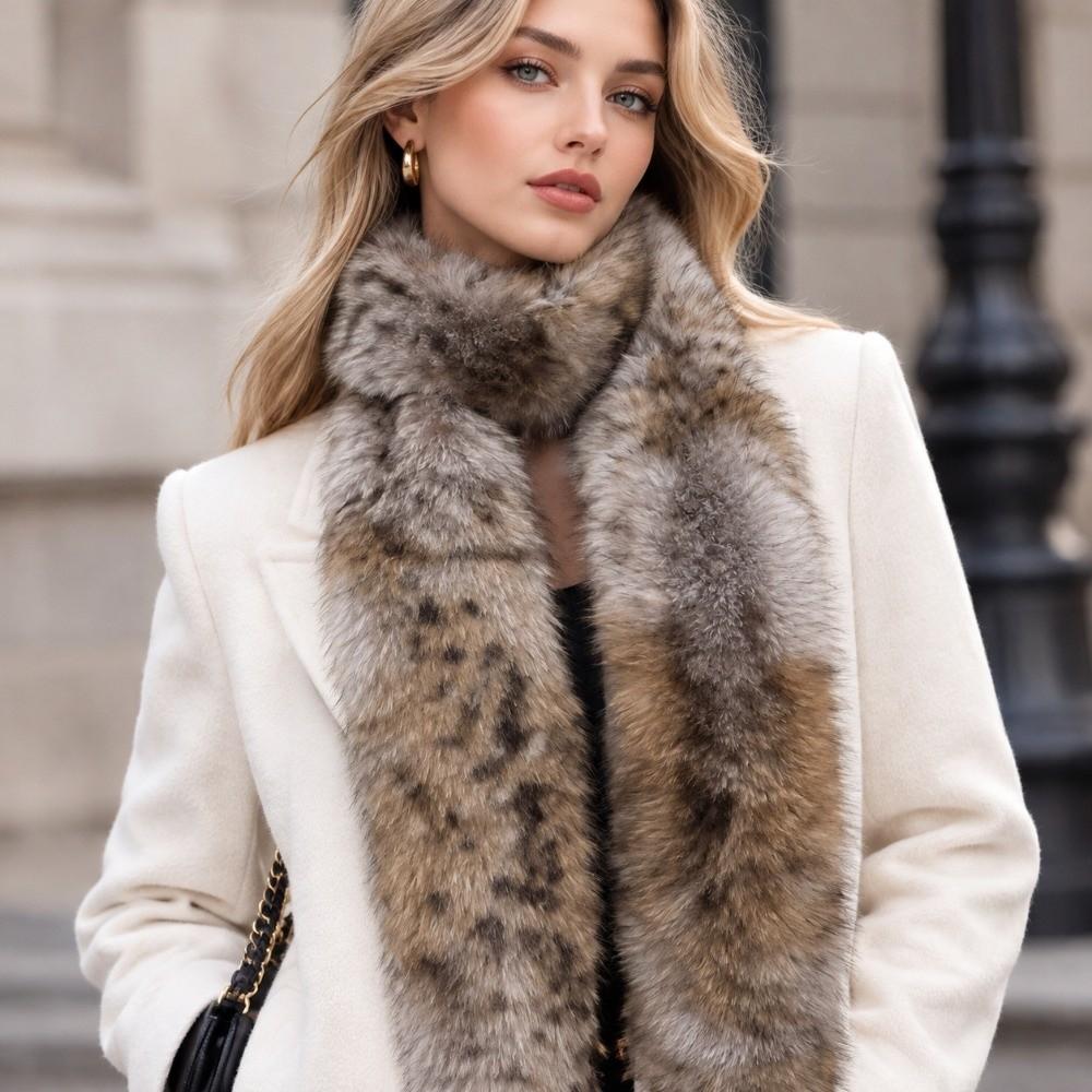 Thickened Design Faux Fur Scarf Soft Fluffy Texture Winter Scarf Neck Warmer Scarf Winter Season