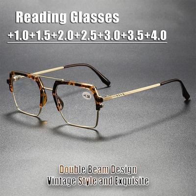 New Metal Double-Bridge Polygonal Presbyopia Glasses Stylish HD Reading Eyewear Personalized Design