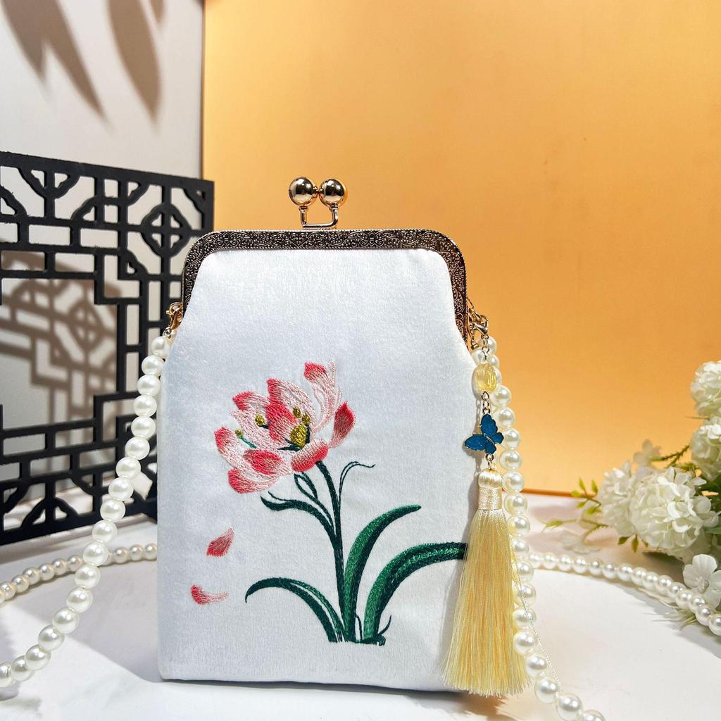 Ancient Style Single Shoulder Crossbody Cheongsam Bag with Embroidery Clasp Handbag